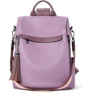 Women Purple PU Leather Anti Theft Shoulder Bags with Tassel